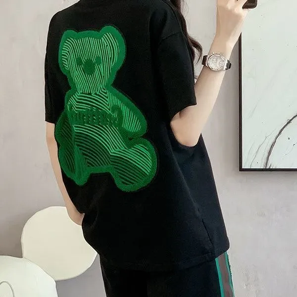 新中式绣花短袖+短裤套装女夏薄款显瘦洋气休闲国风减龄潮穿搭