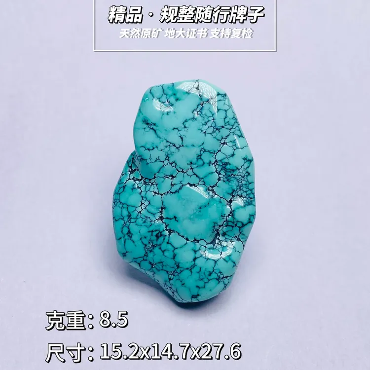 绿松石吊坠精品•原矿绿松石随形网花牌子精修规整  强烈推荐