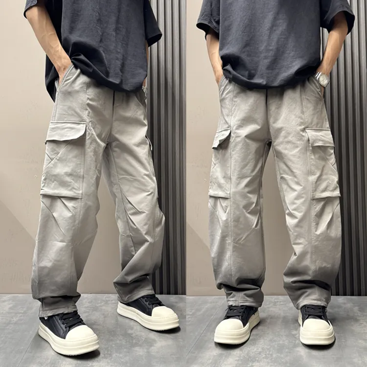 2025秋季新款美式高街潮流弯刀裤男宽松直筒裤痞帅渐变阔腿休闲裤