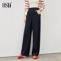OSA/欧莎 解构设计感牛仔裤女新款垂感松紧腰休闲裤S125C52005