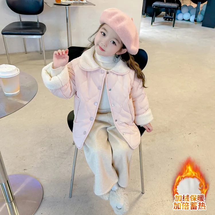 女童棉服加绒加厚冬季2025新款儿童冬装女孩冬天衣服宝宝棉衣外套