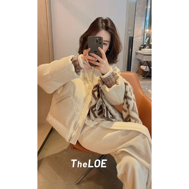 TheLOE/90白鹅绒立领拉链保暖羊毛双口袋短款羽绒服#10.27Y-G6630