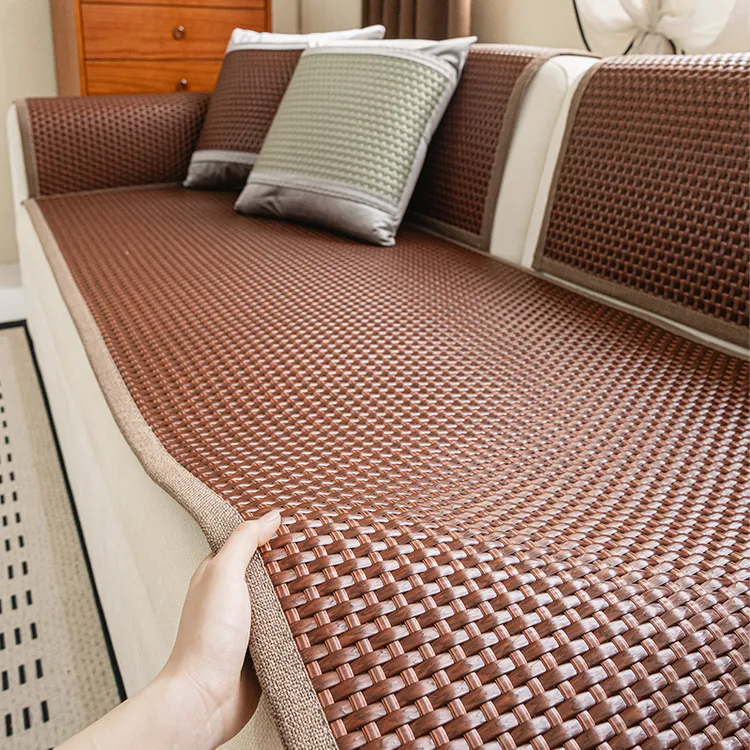 夏季凉席沙发垫pe藤席新款清凉防滑夏天款沙发凉席垫罩套盖布定制
