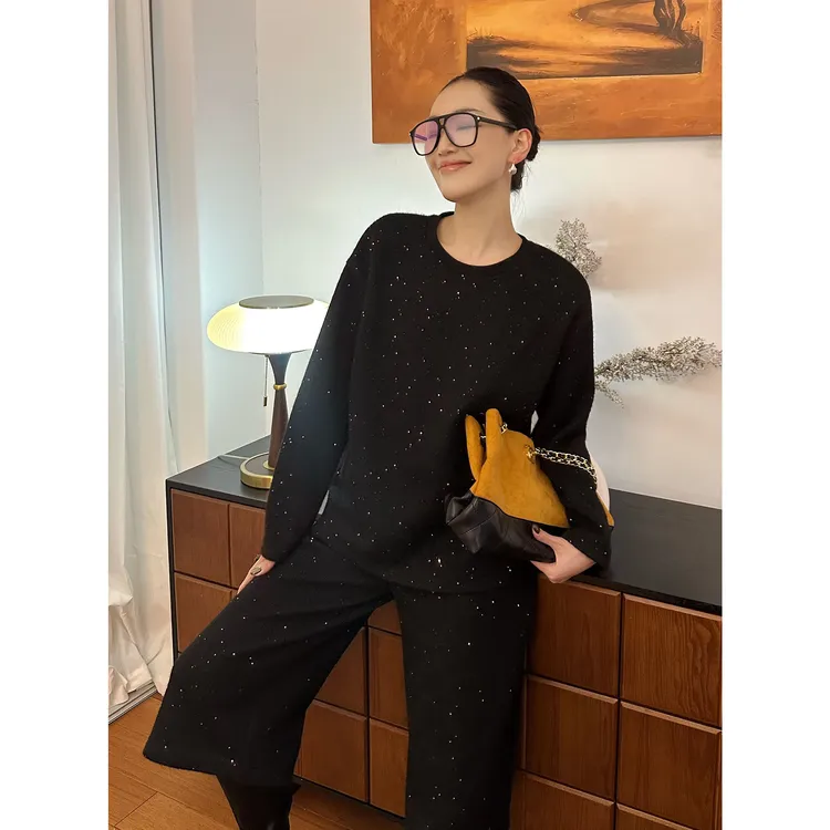 紫紫   晶晶毛衣   宽松慵懒绵羊毛混纺时髦上衣毛衣ZD08SZYL686