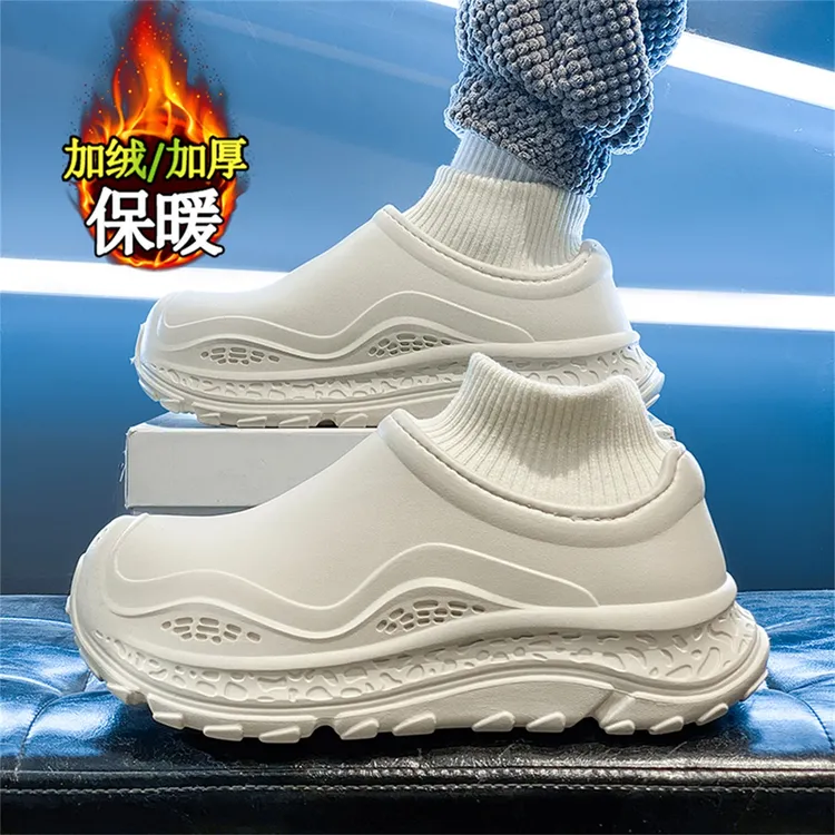 包头拖男冬季全包户外防寒防水袜子口棉拖鞋厚底防滑加绒保暖棉鞋