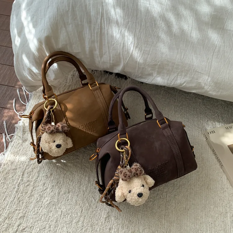 做旧单肩包耐磨韩式斜挎包休闲女士个性水桶包波士顿百搭