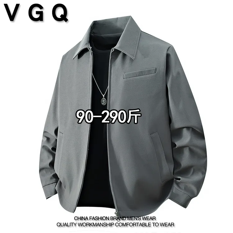 VGQ男士行政夹克秋季款加肥加大商务休闲纯色百搭简约风外套上衣