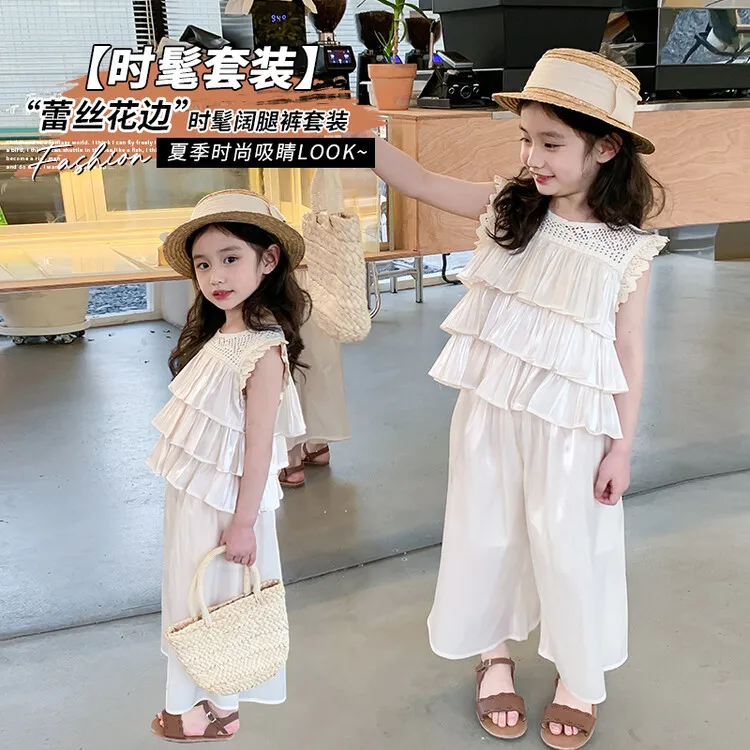 套装女童中小童潮流四季流行儿童蕾丝公主洋气时尚夏季韩版时髦