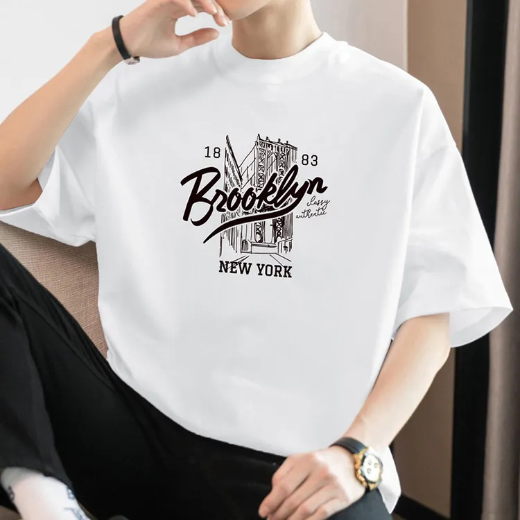 2025新款纯棉短袖t恤260g重磅夏季美式潮流全棉半袖白色打底衫