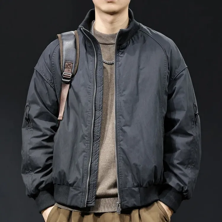 新款加厚90白鸭绒立领羽绒服男冬季2025保暖男士潮牌短款大码外套