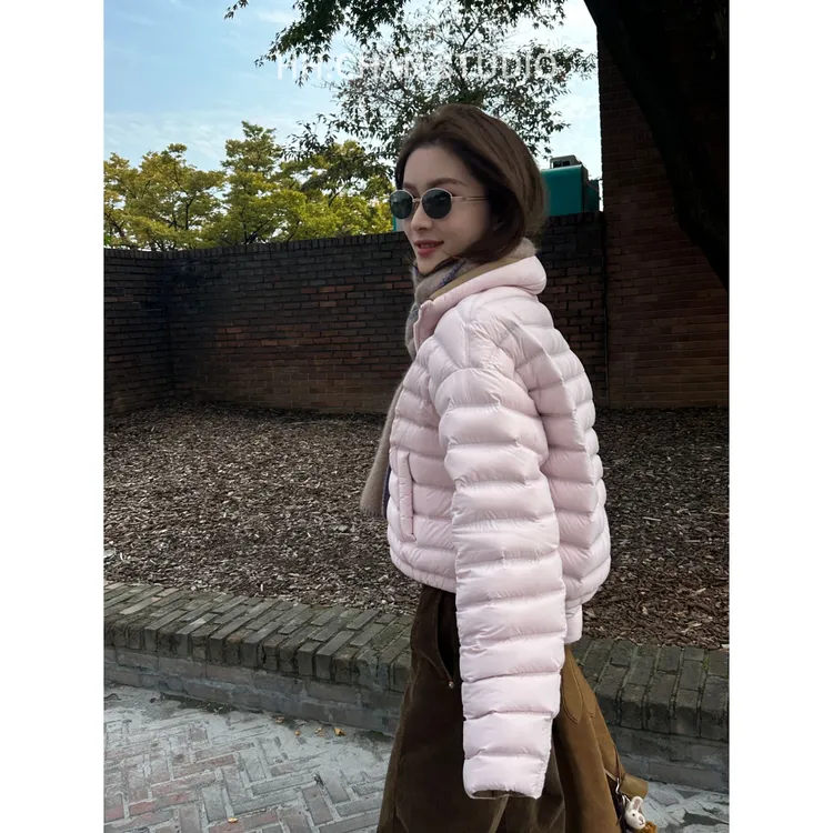 HH.CHAN“粉宝”90新国标白鹅绒排骨立领保暖粉色鹅绒服HH55Q40023