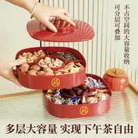 果盘家用五格结婚糖果盒红色客厅婚庆用品喜庆果盘婚礼文具套装