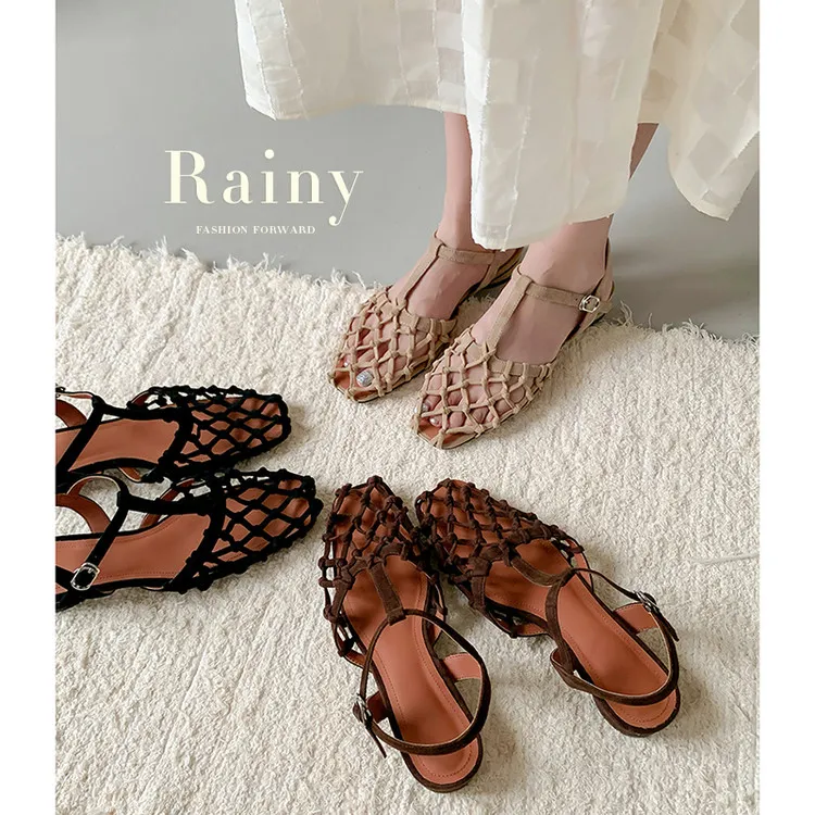 巨软好穿手工编织真皮凉鞋女款2025新款爆款百搭鞋子平底夏季凉鞋