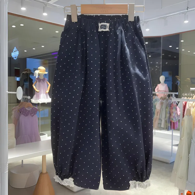 女童裤子春秋款2025新款儿童洋气时髦休闲裤女孩秋季波点阔腿长裤