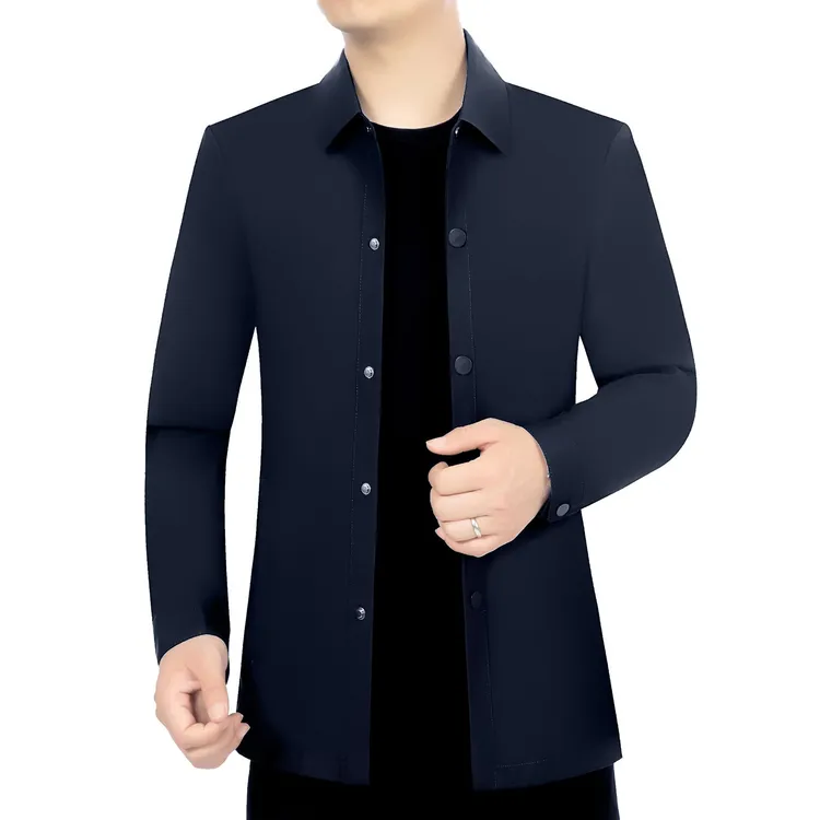 百搭年轻商务男士新款上衣夹克衫韩版时尚纯色春季2024单排扣翻领