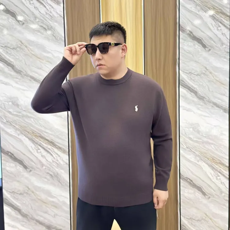 大码男装 冬季简约 百搭净版 胸标针织毛衫8987