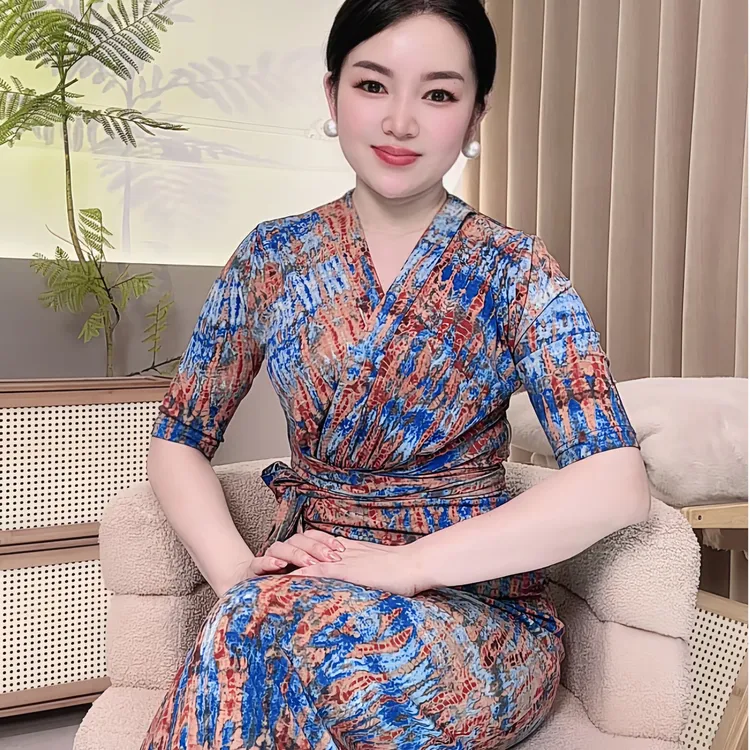 运费补贴 2025新款洋气印花短袖裙子气质显瘦百搭连衣裙