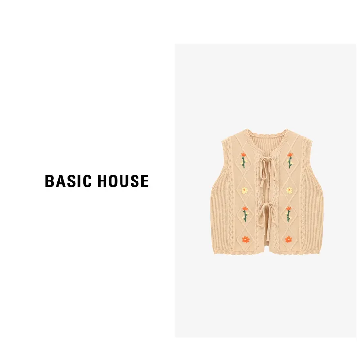 Basic House/百家好早秋通勤青春活力针织钩花马夹-B0625B5NAN2