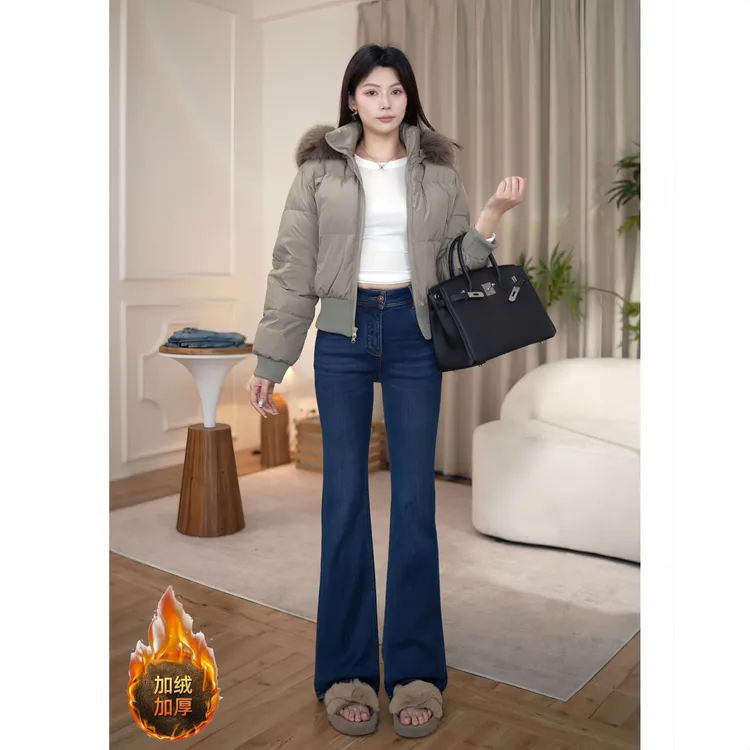 牛仔小夫妇-【英伦蓝-小喇叭】MS家｜冬季高端上新-超显瘦加绒牛仔裤