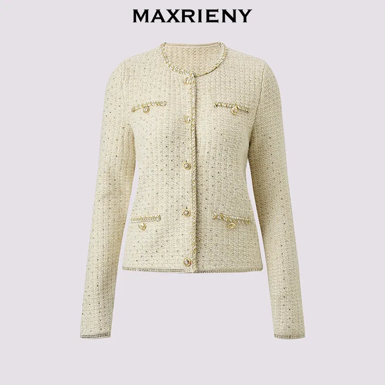 MAXRIENY【商场同款】MAXRIENY轻奢鎏金外套法式名媛风上衣高级感