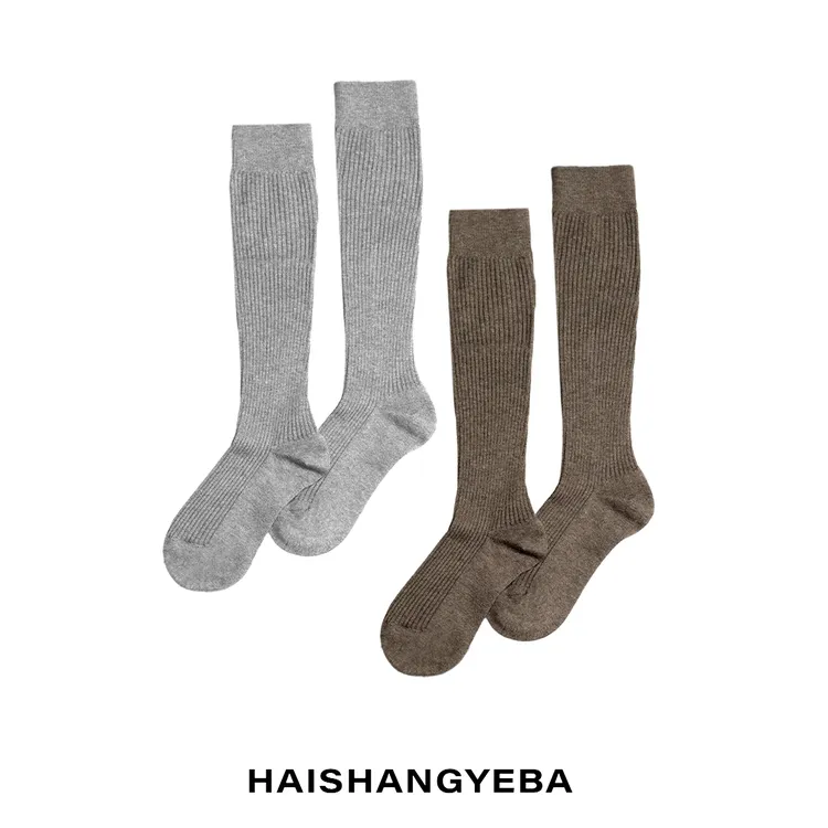 【海上叶爸】新款2025秋冬百搭绵羊毛厚款纯色休闲中筒袜