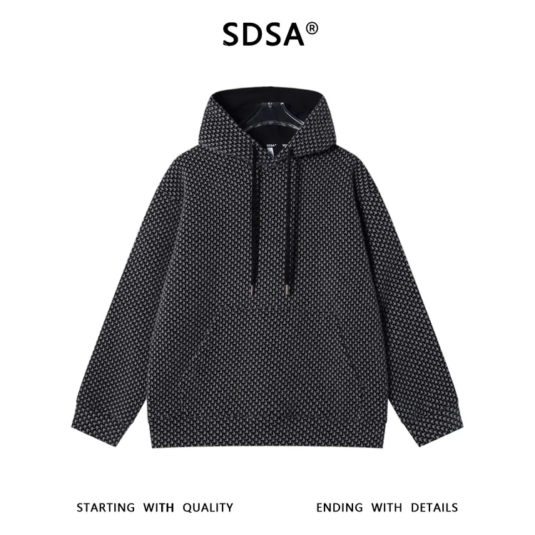 SDSA男士秋冬新款痞帅男装潮流情侣宽松连帽卫衣撞色绒毛设计百搭