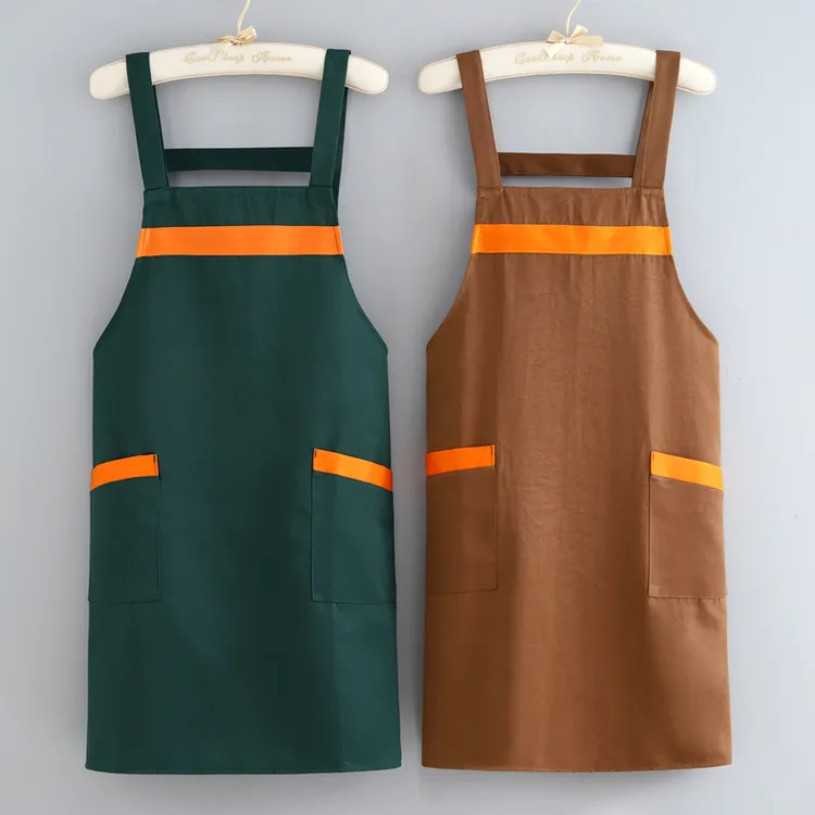 定制印字LOGO简约背带围裙厨房家用餐饮工厂奶茶店防污耐脏工作服