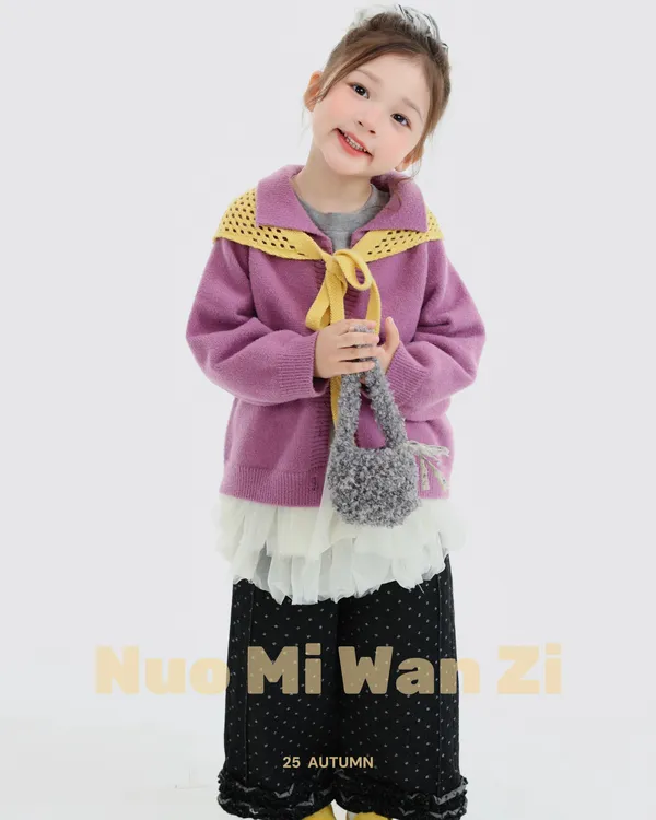 【蓝Y】儿童韩版百搭净版翻领亲子毛衣开衫（秋款）WZJ-53011