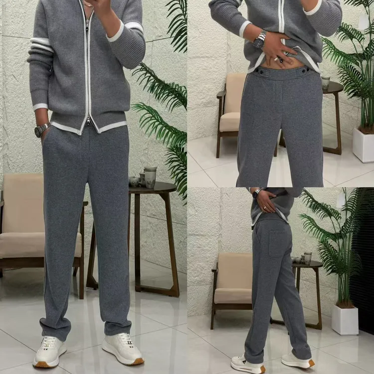 秋冬款直筒裤醋酸羊毛混纺加厚男士休闲裤子2025网红爆款大码长裤