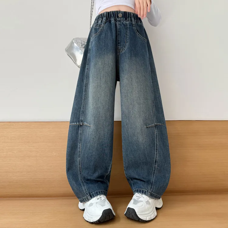 女童牛仔裤春秋6-12岁儿童裤子秋装洋气女大童百搭时髦秋季弯刀裤