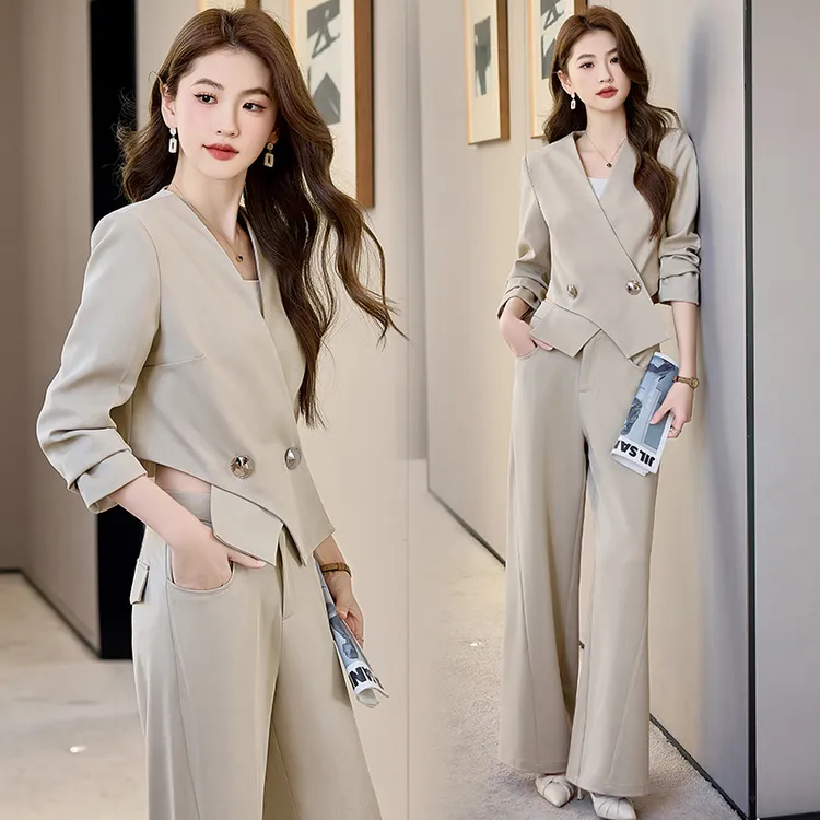 2025年春季时尚气质潮流两件套裤时尚气质减龄修身套装