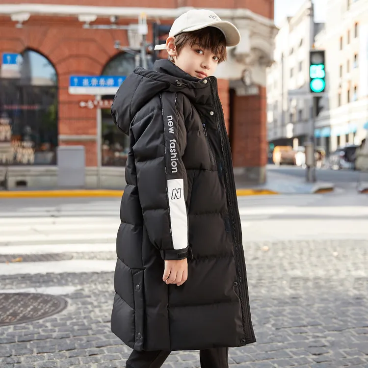 巴拉童年儿童羽绒服男童中长款加厚冬款2024新款韩国洋气加厚小学