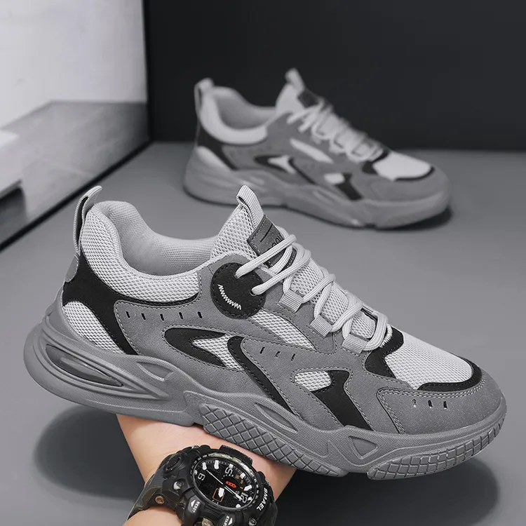 网面拼接老爹鞋男新款夏季休闲韩版百搭男鞋厚底透气青少年运动鞋