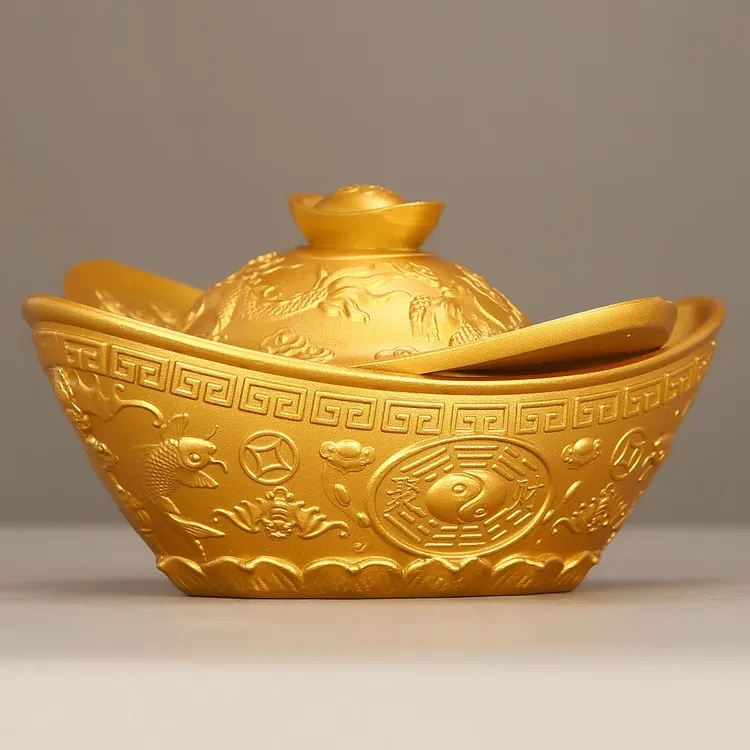 黄铜元宝金条实心纯黄铜摆件大号家居摆设家居工艺品