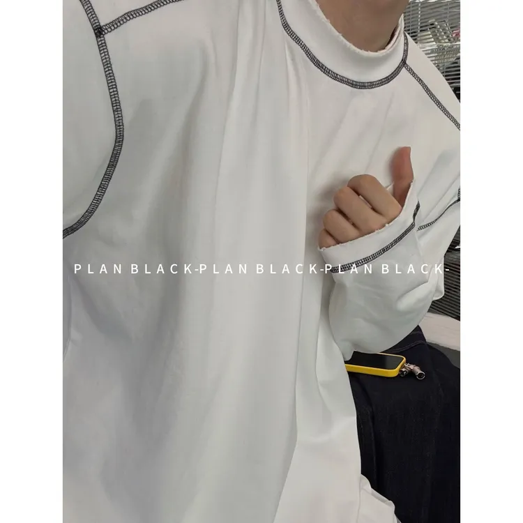 RICH陈发财【海王星】外缝线设计长袖打底！新款百搭宽松男T恤3958