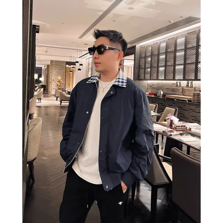 【小马夹克】25春夏薄款格纹撞色短款休闲夹克外套男士上衣外套