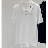 14396（部分无水洗唛，介意慎拍）SANFAN镂空领口钉珠翻领短袖