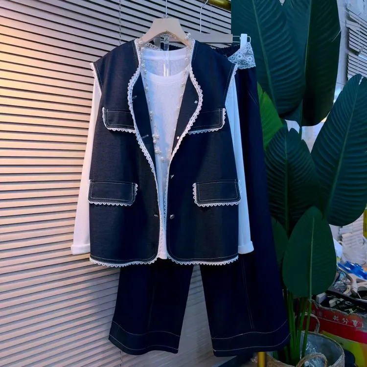 欧洲站时尚小香拼接气质款休闲套装