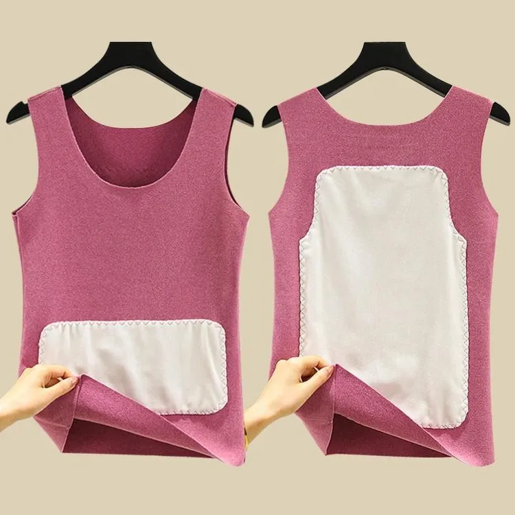 德绒背心女无痕保暖吊带秋冬季内搭双面绒内穿加绒加厚打底衫上衣