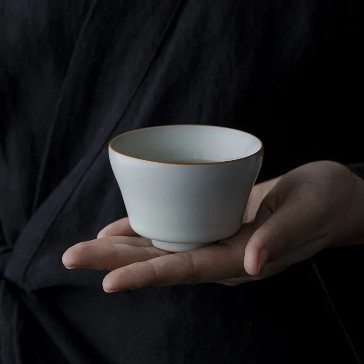 汝窑富贵杯100ml主人杯陶瓷仿宋茶盏茶杯品茗杯开片可养冰裂釉
