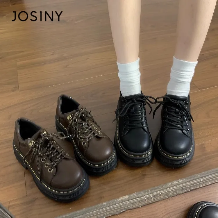 卓诗尼【断码清仓】加绒复古英伦风小皮鞋女2025春秋厚底单鞋乐福鞋