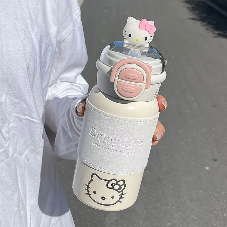 2024新款保温杯316不锈钢水杯女高颜值学生可爱双饮吸管杯上学用