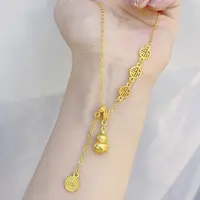 【矿金手工制作】招财福禄福星高照葫芦项链一体链气质百搭流苏