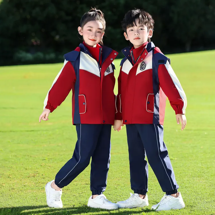 新款冬季运动会幼儿园园服班服中小学生校服套装儿童三合一冲锋衣