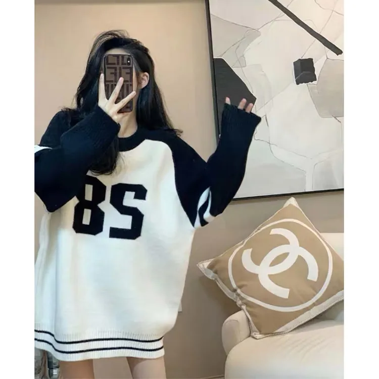 潮牌白色运动慵懒风卫衣女春秋爆款2025新款条纹宽松撞色小众外套