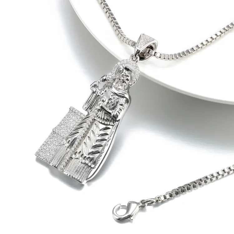 铜锆石吊坠 欧美跨境个性嘻哈人像吊坠项链男女微镶锆石镀金饰品