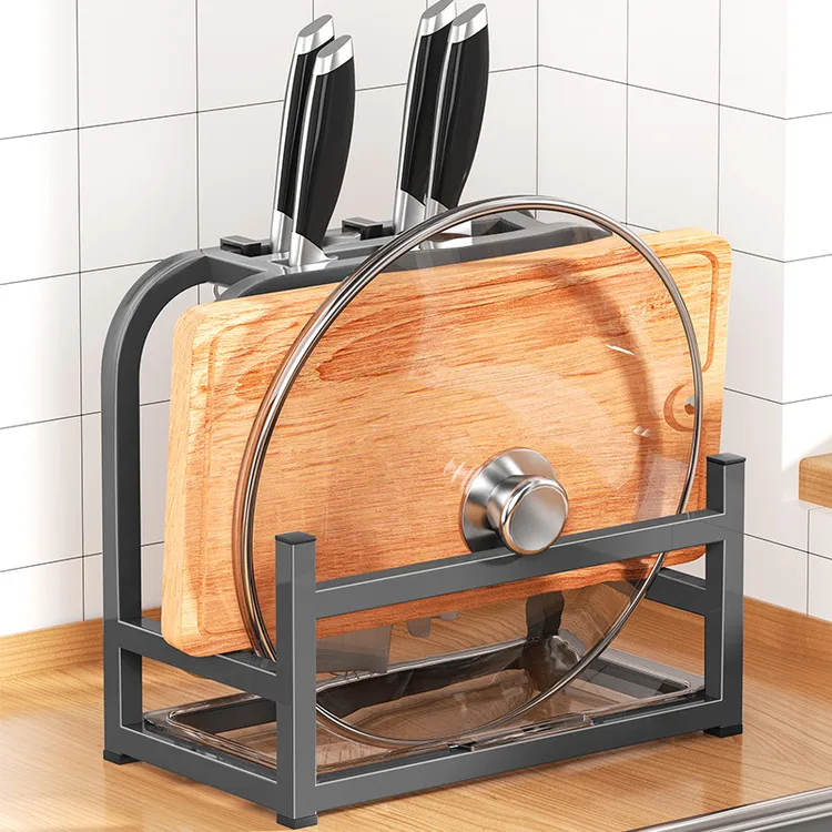 厨房刀架置物架台面多功能菜板刀具放置架菜刀砧板锅盖一体收纳架