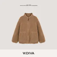 W.Diva【漫茸】复古气质秋冬休闲双面穿H型颗粒绵羊毛外套54C253150