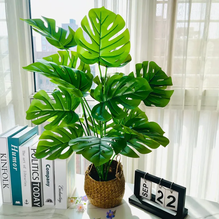 北欧风客厅仿真绿植摆件装饰假花仿真花龟背竹小盆栽假绿植 
