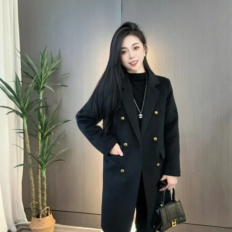 2025秋冬季中长款加棉女士外套时尚气质百搭款
